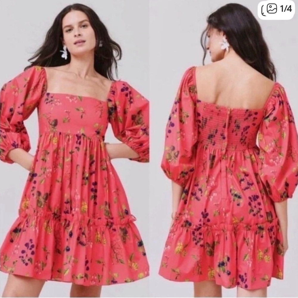 Like New Cara Cara Sip Sip Pink Floral Long Sleeve mini Dress